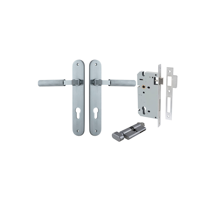 Iver Door Lever Brunswick Oval Brushed Chrome Key / Thumb Entrance Kit