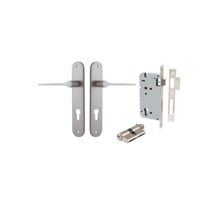 Iver Door Lever Como Oval Satin Nickel Key / Key Entrance Kit