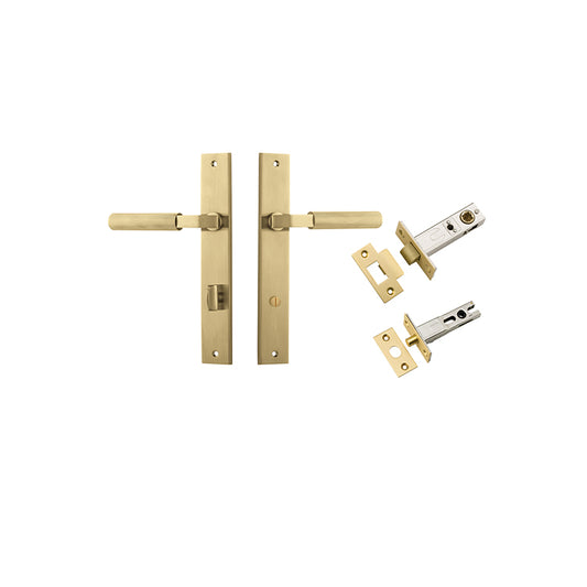 Iver Door Lever Brunswick Rectangular Brushed Gold PVD Privacy Kit