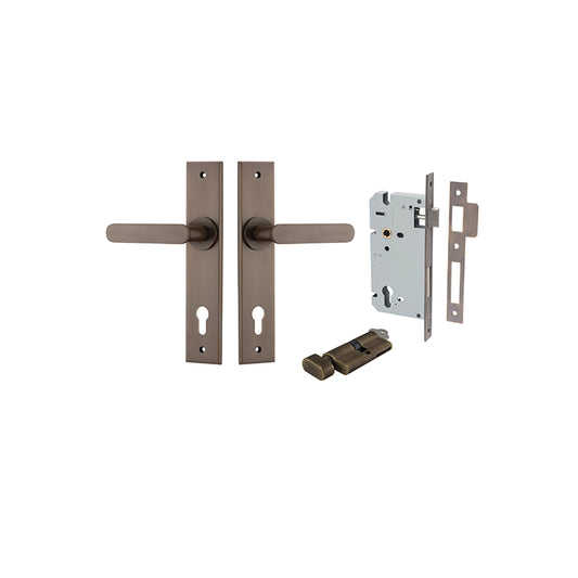 Iver Door Lever Bronte Chamfered Signature Brass Key / Thumb Entrance Kit