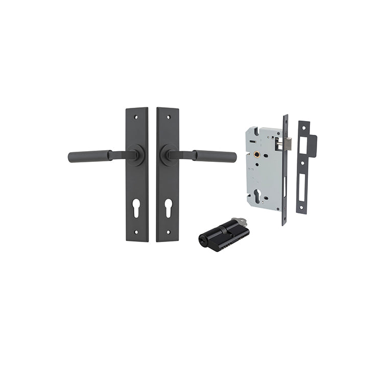 Iver Door Lever Berlin Chamfered Matt Black Key / Key Entrance Kit