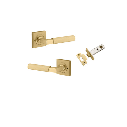 Iver Door Lever Brunswick Rose Square Brushed Gold PVD Inbuilt Privacy Kit