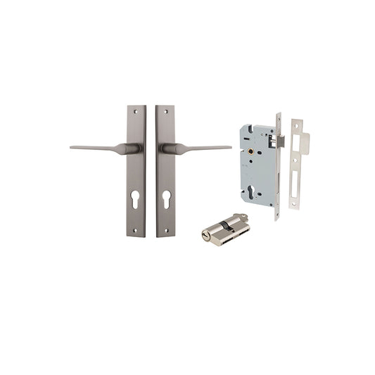 Iver Door Lever Como Rectangular Satin Nickel Key / Key Entrance Kit