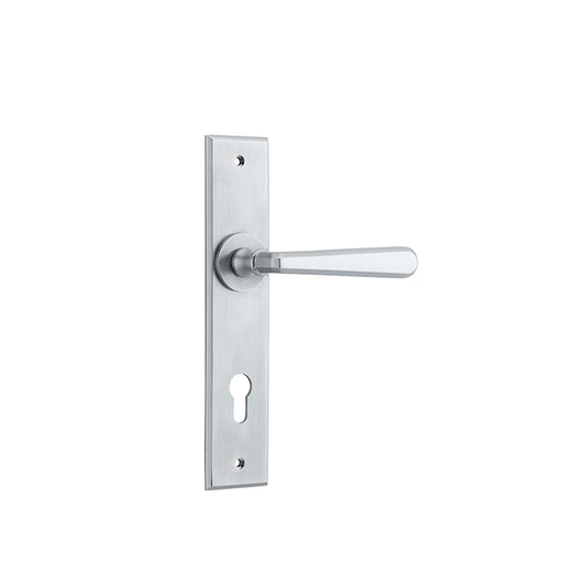 Iver Door Lever Copenhagen Chamfered Euro Pair Brushed Chrome CTC85mm L120xP59mm BPH240xW50mm