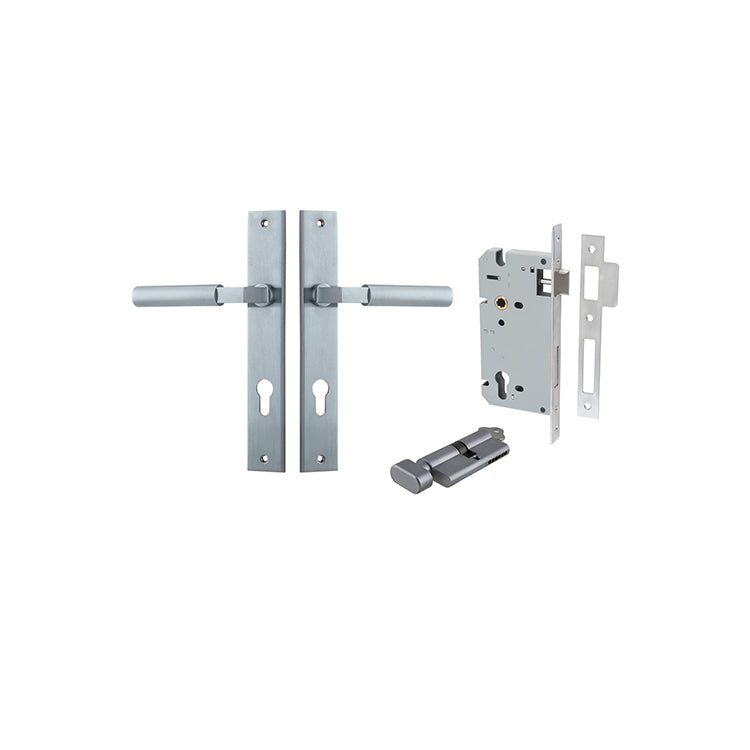 Iver Door Lever Berlin Rectangular Brushed Chrome Key / Thumb Entrance Kit