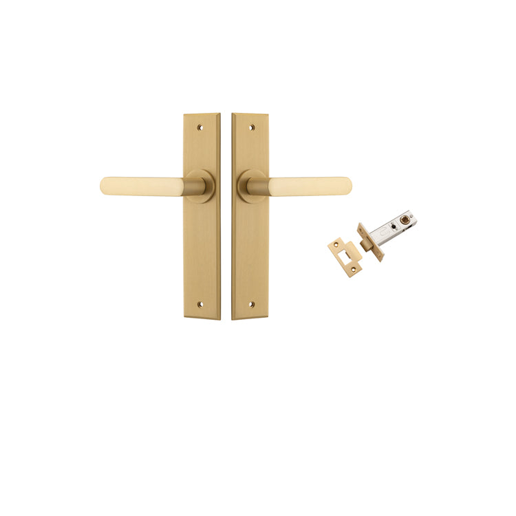 Iver Door Lever Osaka Chamfered Brushed Brass Passage Kit