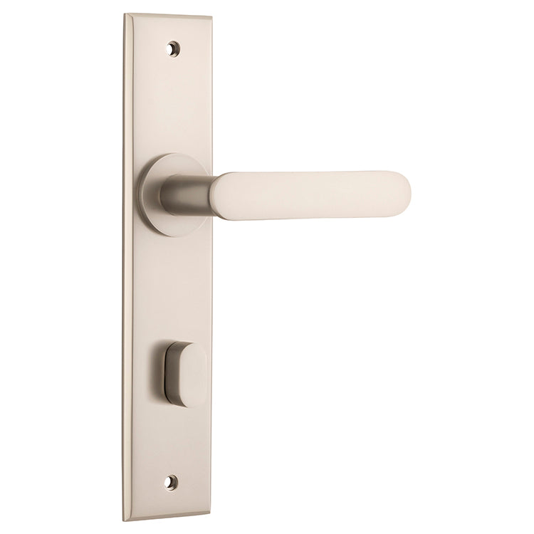 Iver Door Lever Bronte Chamfered Privacy Pair Satin Nickel CTC85mm L117xP55mm BPH240xW50mm