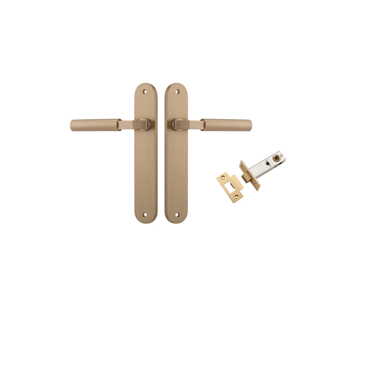 Iver Door Lever Berlin Oval Brushed Brass Passage Kit