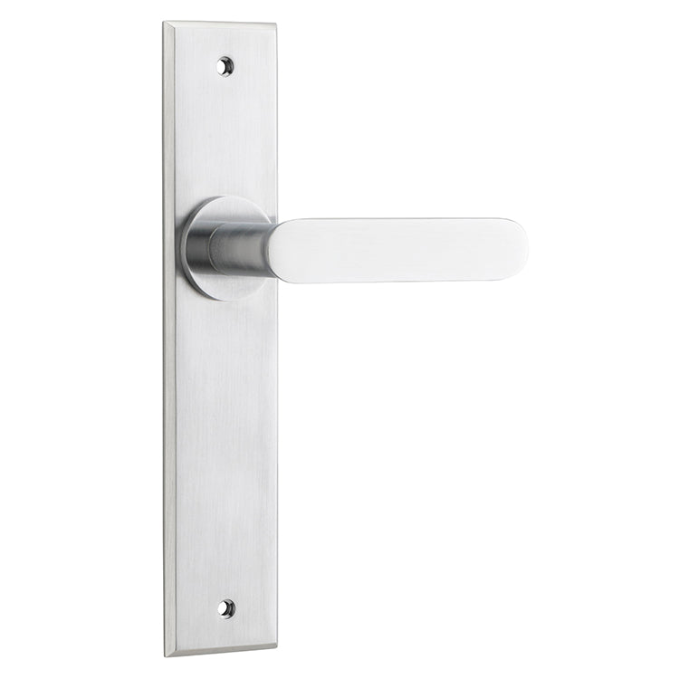 Iver Door Lever Bronte Chamfered Latch Pair Brushed Chrome L117xP55mm BPH240xW50mm