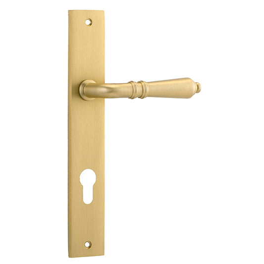 Iver Door Lever Sarlat Rectangular Euro Pair Brushed Gold PVD CTC85mm L111xP53mm BPH240xW38mm