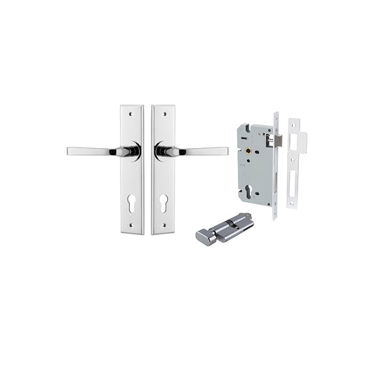 Iver Door Lever Annecy Chamfered Polished Chrome Key / Thumb Entrance Kit