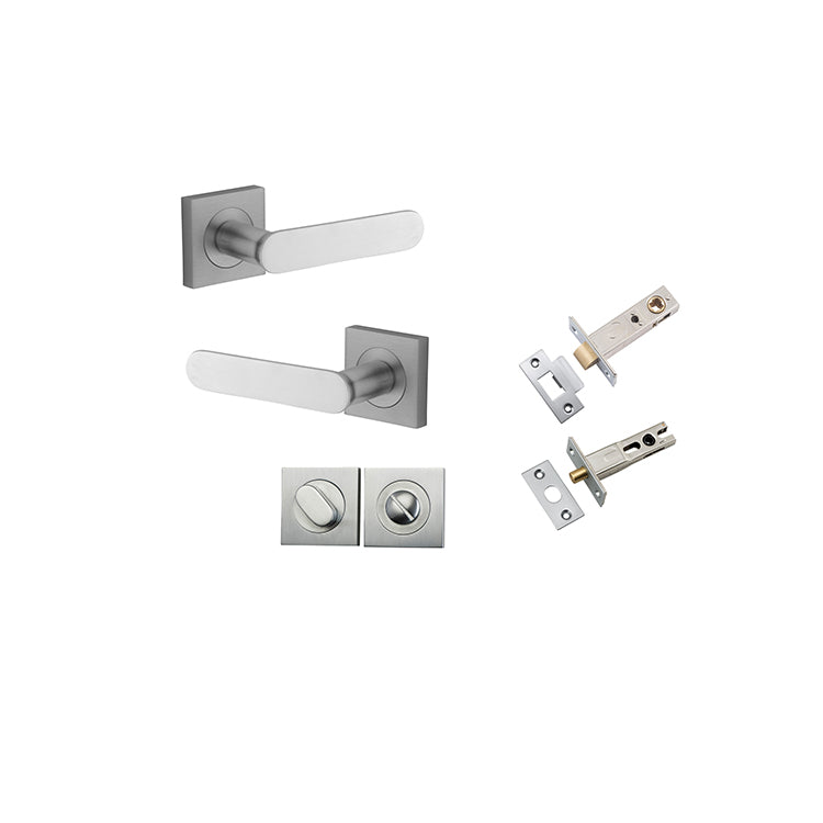 Iver Door Lever Bronte Rose Square Brushed Chrome Privacy Kit