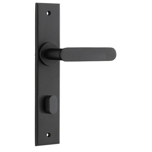 Iver Door Lever Bronte Chamfered Privacy Pair Matt Black CTC85mm L117xP55mm BPH240xW50mm