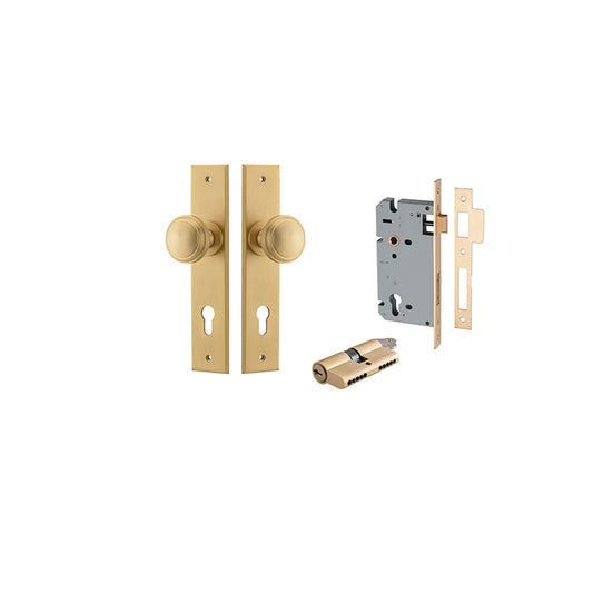 Iver Door Knob Paddington Chamfered Brushed Brass Key / Key Entrance Kit