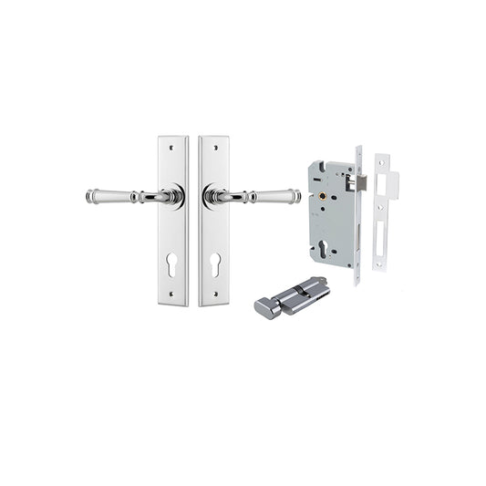 Iver Door Lever Verona Chamfered Polished Chrome Key / Thumb Entrance Kit