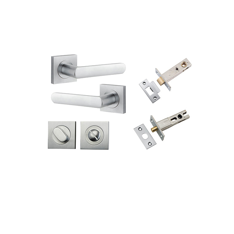 Iver Door Lever Osaka Rose Square Brushed Chrome Privacy Kit