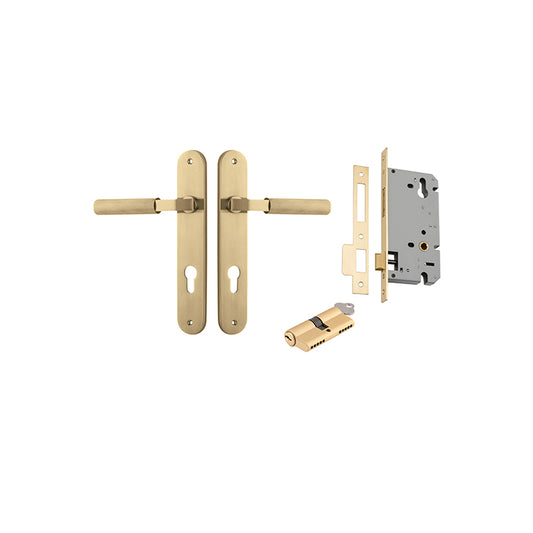 Iver Door Lever Brunswick Oval Brushed Gold PVD Key / Key Entrance Kit