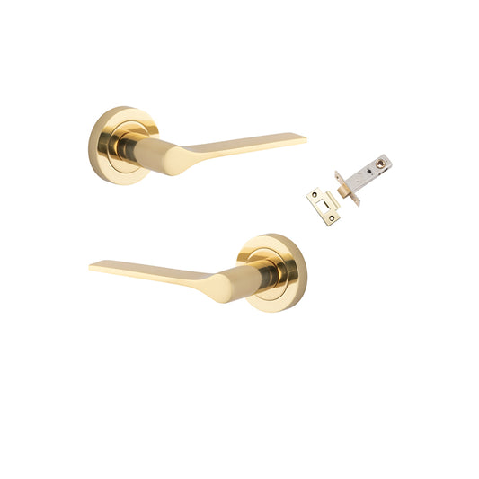 Iver Door Lever Como Rose Round Polished Brass Passage Kit