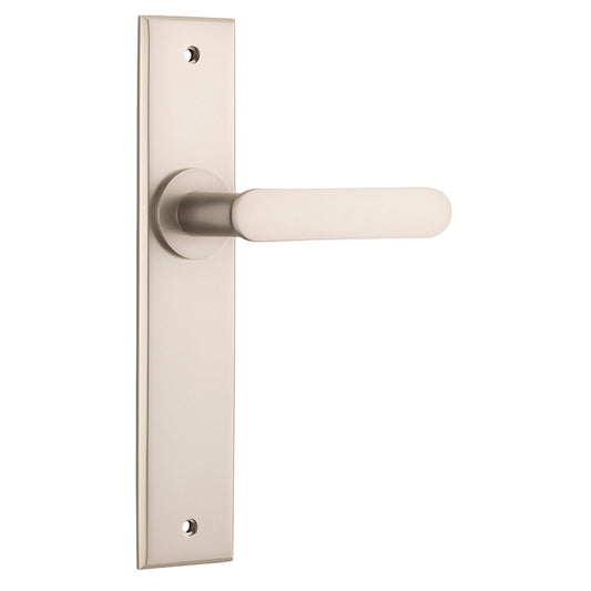 Iver Door Lever Bronte Chamfered Latch Pair Satin Nickel L117xP55mm BPH240xW50mm