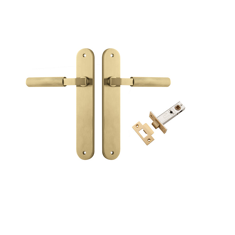 Iver Door Lever Brunswick Oval Brushed Gold PVD Passage Kit