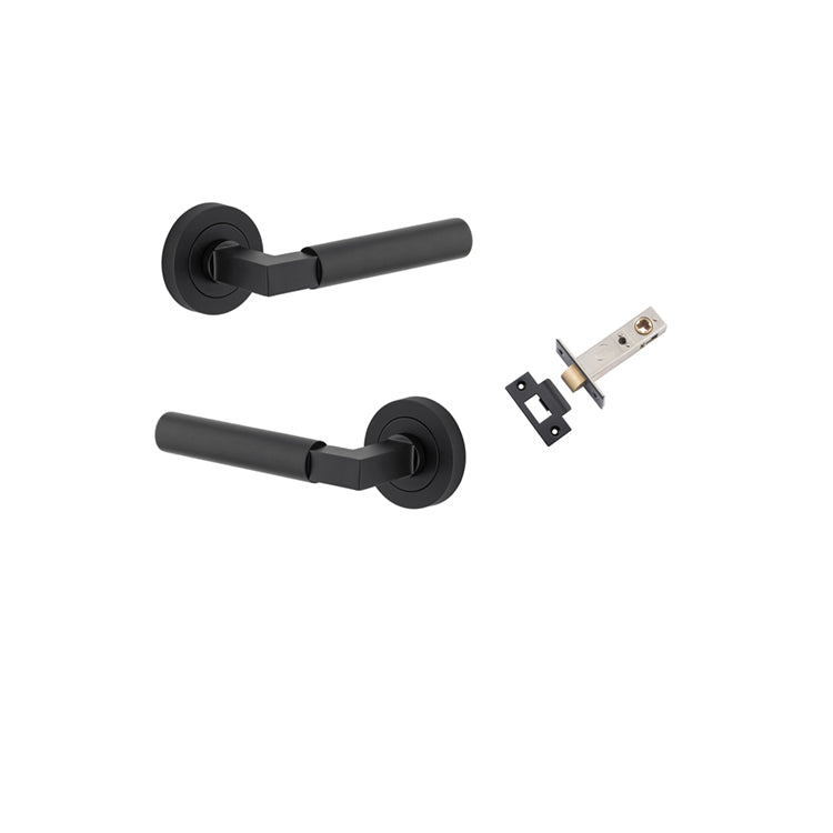 Iver Door Lever Berlin Rose Round Matt Black Passage Kit