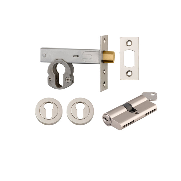 Iver Mortice Deadbolt Euro Polished Nickel Backset 60mm Key/Key Escutcheon Round Kit - Preorder for Late Jan 2025