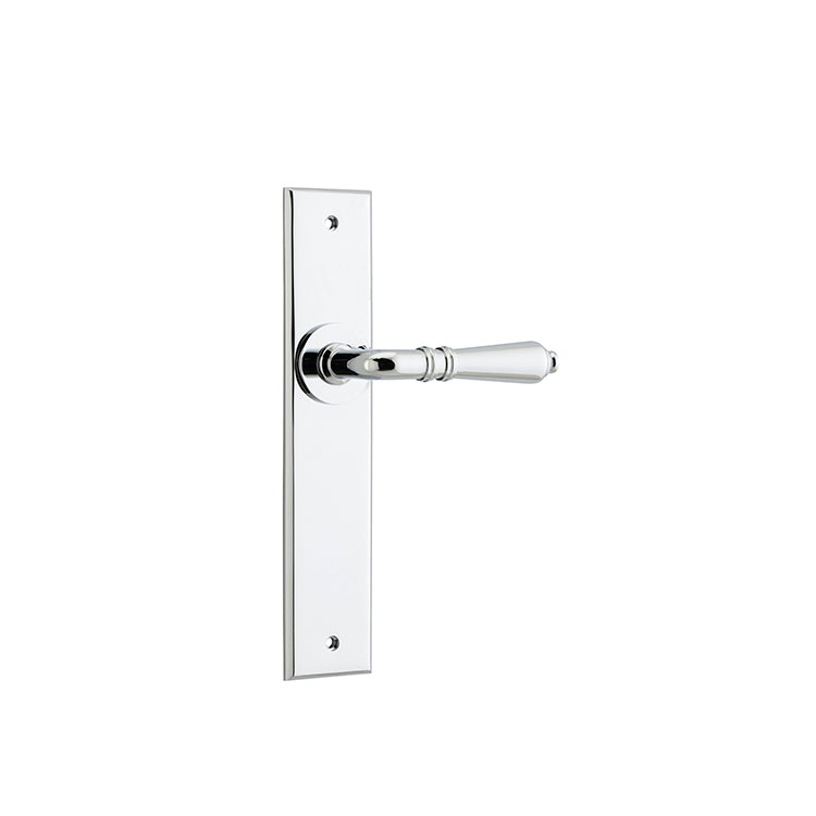 Iver Door Lever Sarlat Chamfered Latch Pair Polished Chrome L111xP55mm BPH240xW50mm