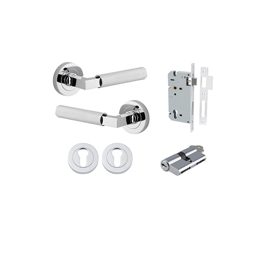 Iver Door Lever Brunswick Rose Round Polished Chrome Key / Key Entrance Kit