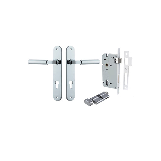 Iver Door Lever Berlin Oval Polished Chrome Key / Thumb Entrance Kit