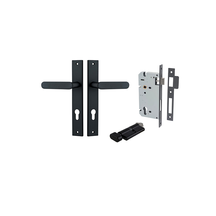 Iver Door Lever Bronte Rectangular Matt Black Key / Thumb Entrance Kit