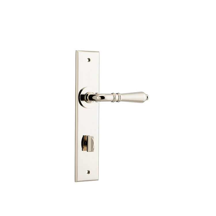 Iver Door Lever Sarlat Chamfered Privacy Pair Polished Nickel CTC85mm L111xP55mm BPH240xW50mm