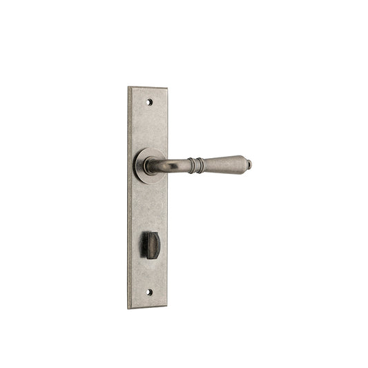 Iver Door Lever Sarlat Chamfered Privacy Pair Distressed Nickel CTC85mm L111xP55mm BPH240xW50mm