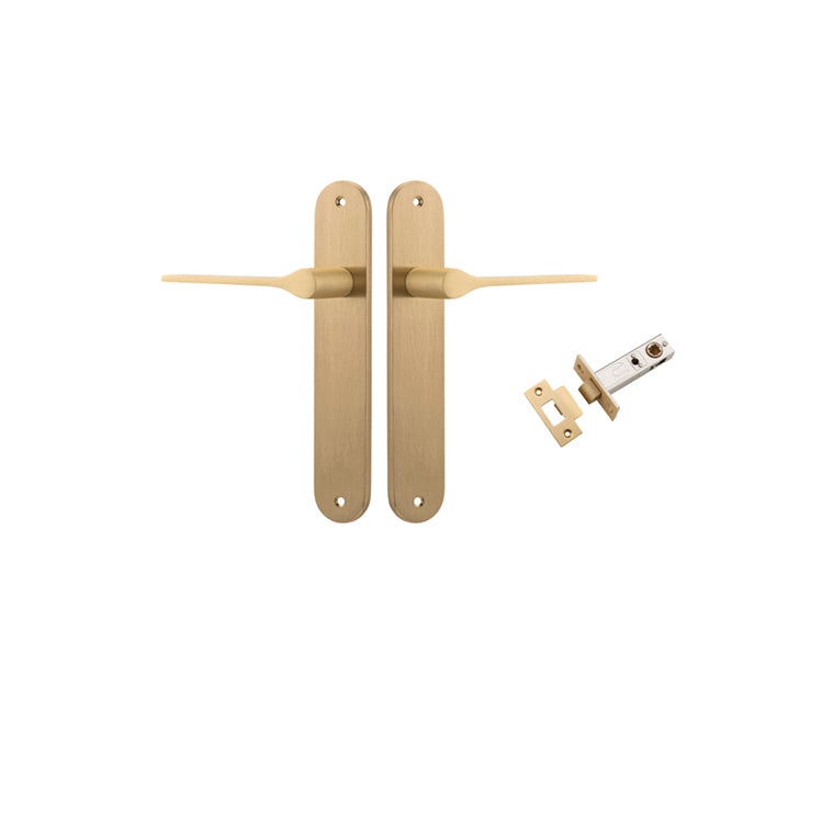 Iver Door Lever Como Oval Brushed Brass Passage Kit