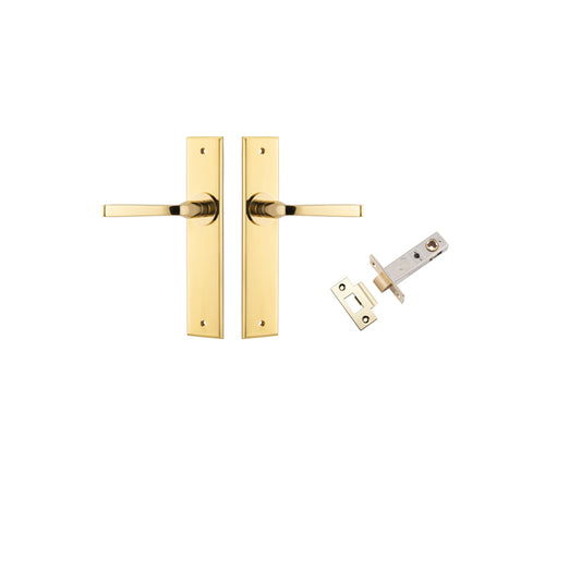 Iver Door Lever Annecy Chamfered Polished Brass Passage Kit