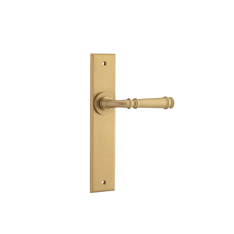 Iver Door Lever Verona Chamfered Latch Pair Brushed Brass L122xP58mm BPH240xW50mm