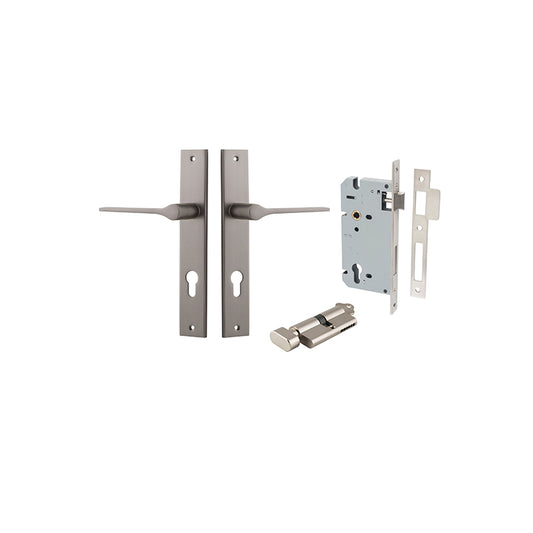 Iver Door Lever Como Rectangular Satin Nickel Key / Thumb Entrance Kit