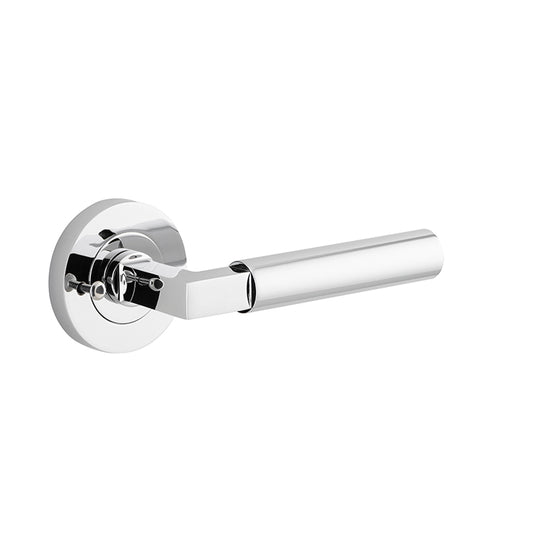 Iver Door Lever Berlin Rose Round Polished Chrome Inbuilt Privacy Kit