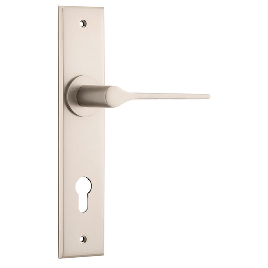 Iver Door Lever Como Chamfered Euro Pair Satin Nickel CTC85mm L119xP61mm BPH240xW50mm