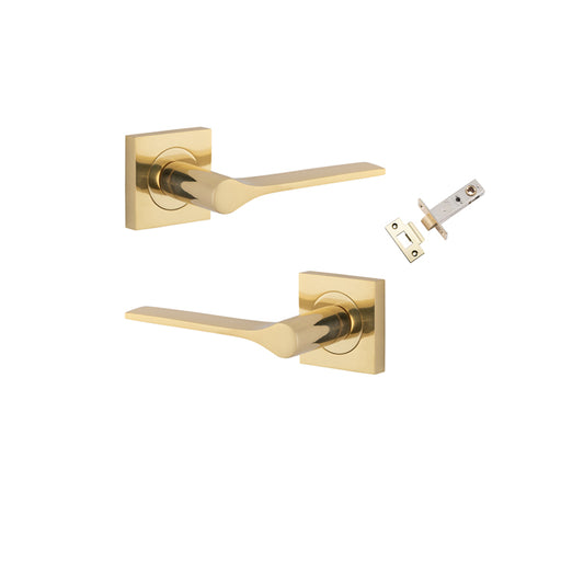 Iver Door Lever Como Rose Square Polished Brass Passage Kit