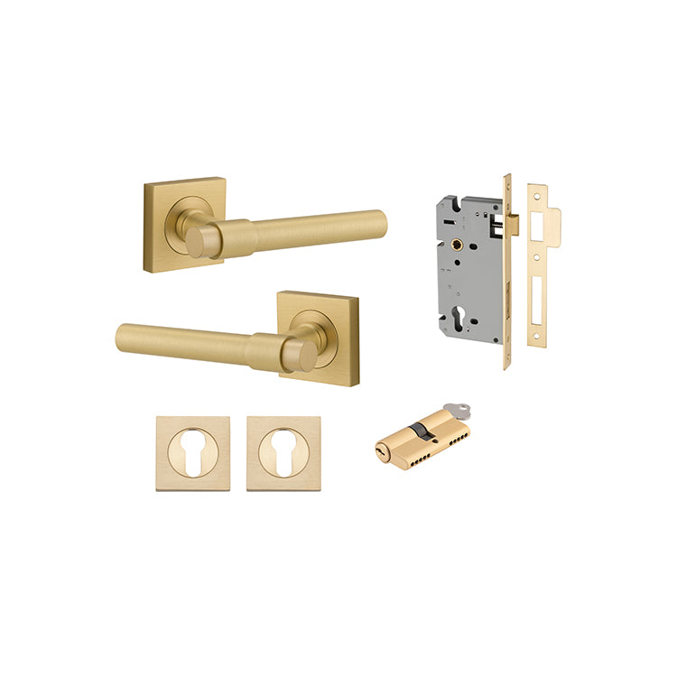 Iver Door Lever Helsinki Rose Square Brushed Gold PVD Key / Key Entrance Kit