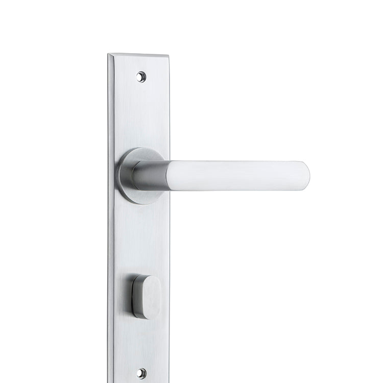 Iver Door Lever Osaka Chamfered Privacy Pair Brushed Chrome CTC85mm L120xP54mm BPH240xW50mm