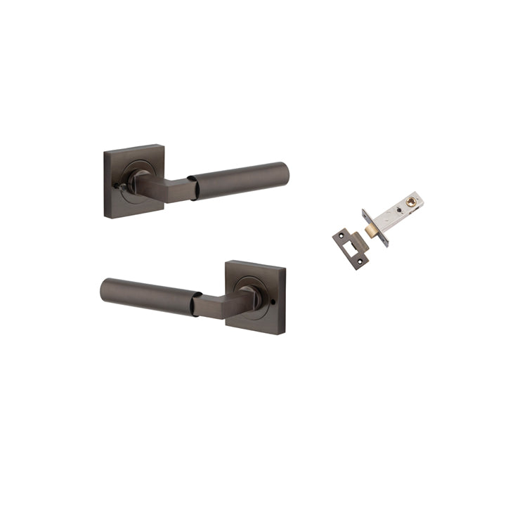 Iver Door Lever Berlin Rose Square Signature Brass Inbuilt Privacy Kit