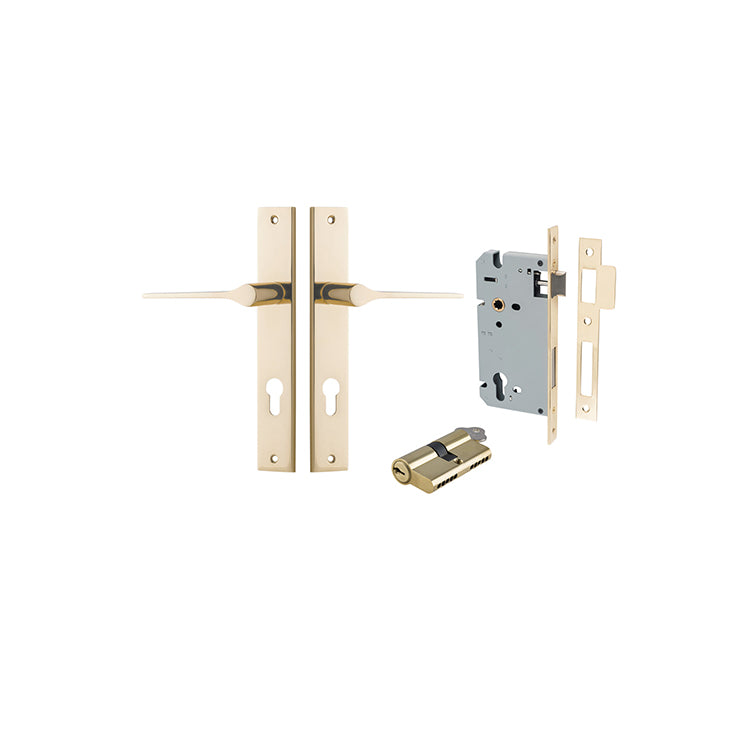 Iver Door Lever Como Rectangular Polished Brass Key / Key Entrance Kit