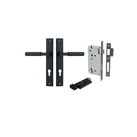 Iver Door Lever Berlin Rectangular Matt Black Key / Thumb Entrance Kit