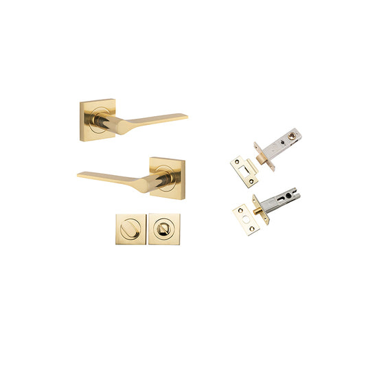 Iver Door Lever Como Rose Square Polished Brass Privacy Kit