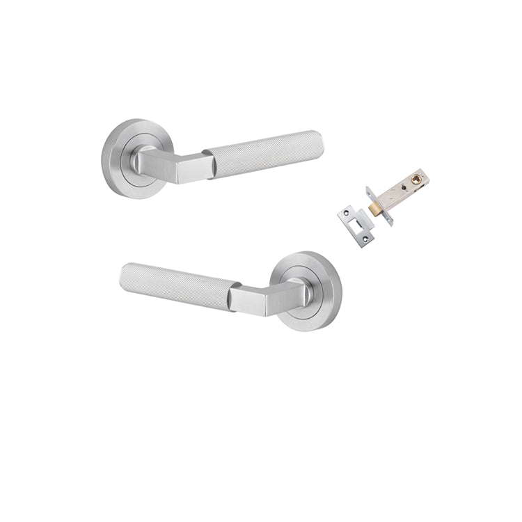 Iver Door Lever Brunswick Rose Round Brushed Chrome Passage Kit