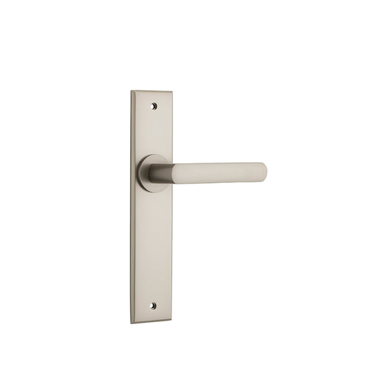 Iver Door Lever Osaka Chamfered Latch Pair Satin Nickel L120xP54mm BPH240xW50mm