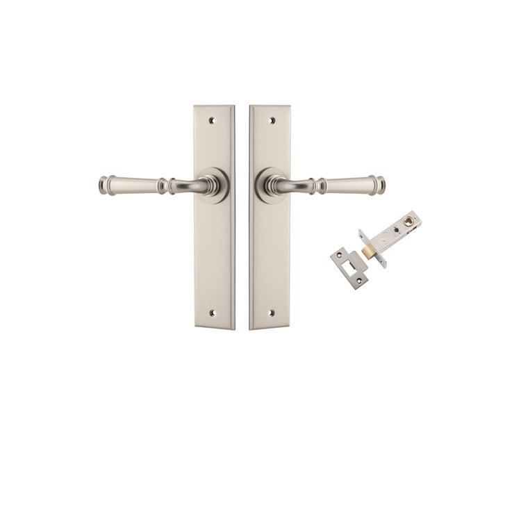 Iver Door Lever Verona Chamfered Satin Nickel Passage Kit