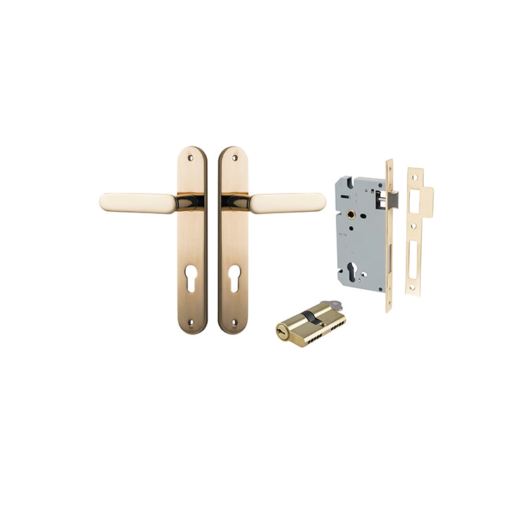 Iver Door Lever Bronte Oval Polished Brass Key / Key Entrance Kit