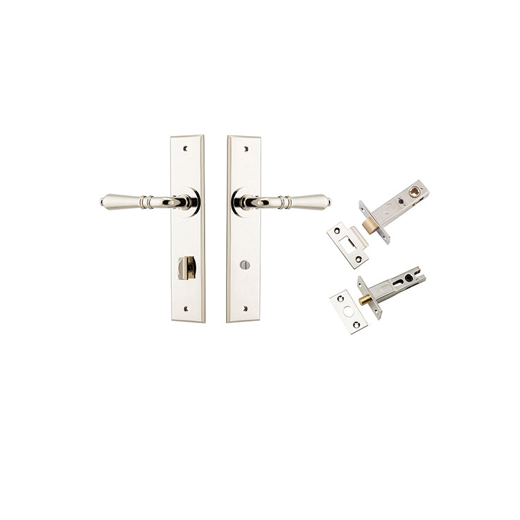 Iver Door Lever Sarlat Chamfered Polished Nickel Privacy Kit